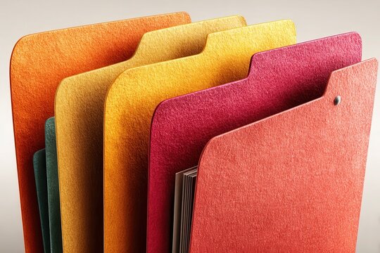 Colorful file folders stacked in office organization