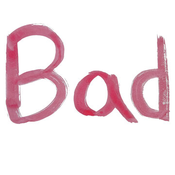 Handwritten bad word in red watercolor texture