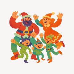Fototapeta premium Joyful festive family illustration