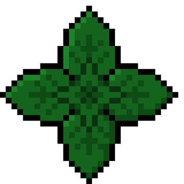 Pixel Art Fresh Green Mint Leaves Isolated Game Asset