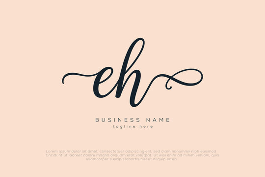 Initial EH signature logo template vector for business identity elegant handwritten calligraphy lettering layout