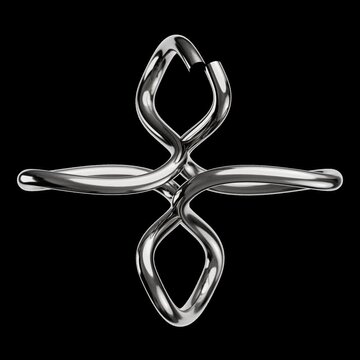 Rotating metallic torus knot forming complex geometric shape 3d