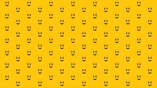 Seamless pattern with yellow smiling faces on a bright yellow background for design