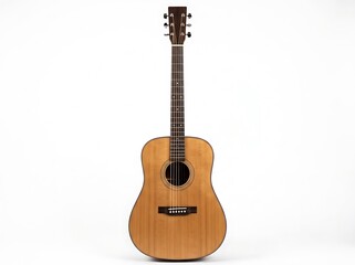 Obraz premium Natural wood acoustic guitar close-up isolated on white background