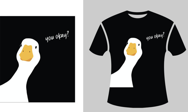 Funny Duck T-Shirt Design with Cute Cartoon Duck Illustration and Quote