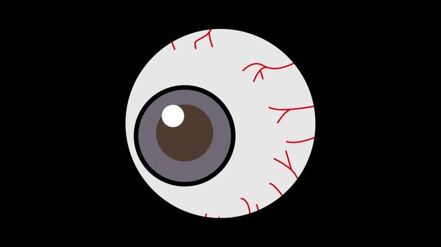 Creepy bloodshot eyeball animation on black background
