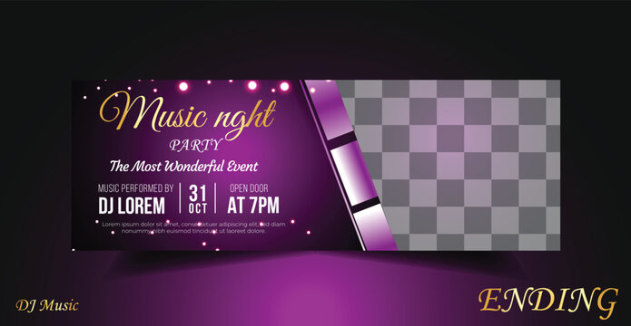 Purple Shiny editing dj music night party cover vector template
