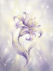 Fototapeta premium Sempiternal Lily Botanical Illustration