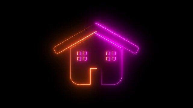 neon real estate house symbol for property and mortgage concept 4k video