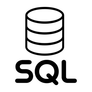 Modern minimalist icon featuring a database symbol labeled with SQL for technology and software design.