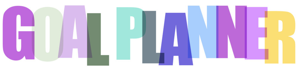 Colorful typography design featuring the text goal planner isolated on a white background for business planning concepts © MST