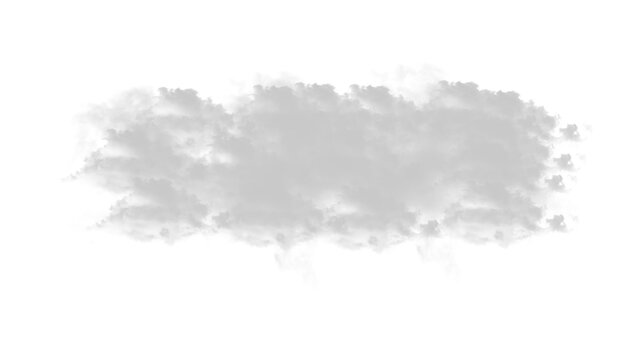 A single fluffy white cloud formation for weather design isolated on transparent background