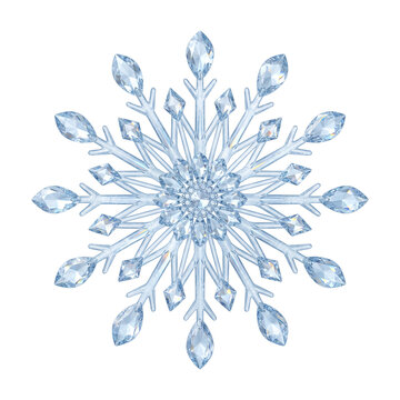 Crystal snowflake isolated on transparent background