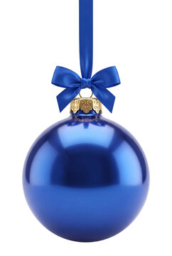 Blue Christmas ornament isolated on transparent background