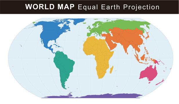 Equal Earth Equal-Area World Map Illustration