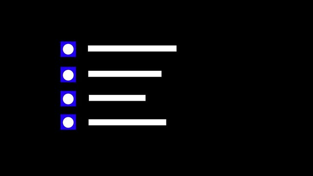 Animated bullet points expanding horizontally on black background with cinematic motion