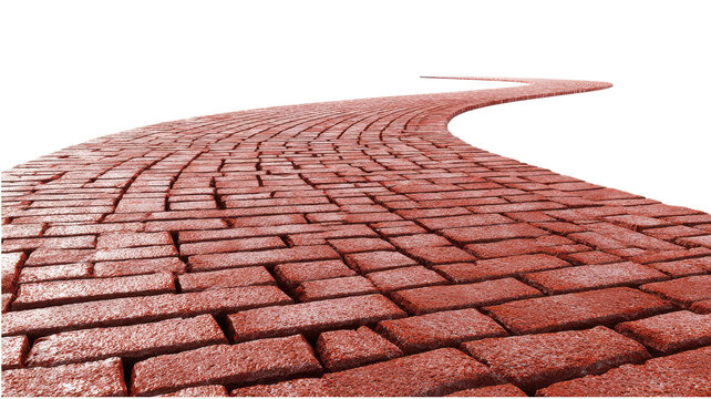 Red brick road for fantasy travel pathway