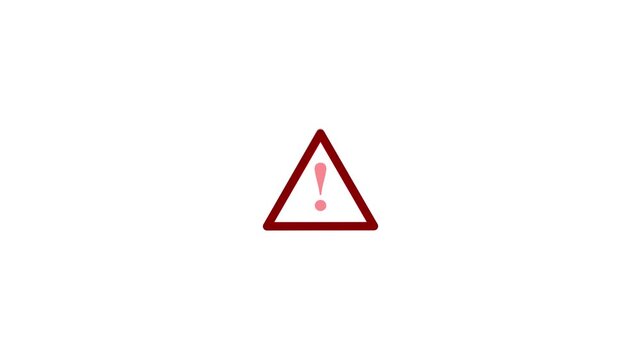 Caution warning triangle symbol animated on alternating black and white background with subtle red glow and subtle camera zoom out