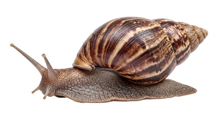 Giant african land snail with detailed shell and isolated on png transparent background © Isolated Hub