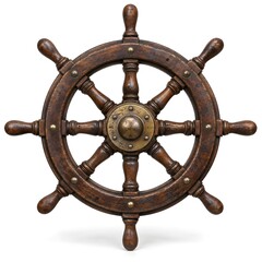 Vintage ship steering wheel with colorful center detail © MdSakibul