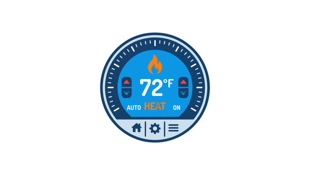 Smart Thermostat Displaying 72 Degrees Fahrenheit and Auto Heat Mode