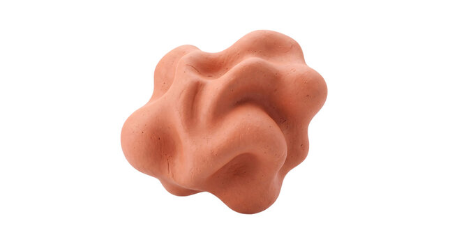 Textured, terracotta-colored amorphous with isolated on png transparent background
