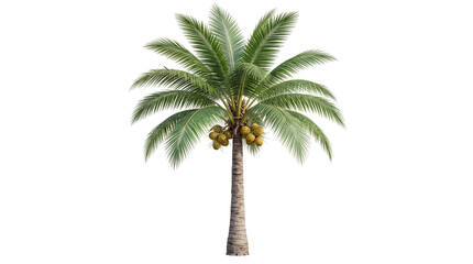 Vibrant coconut palm tree with yellowish-green isolated on png transparent background © Isolated Hub