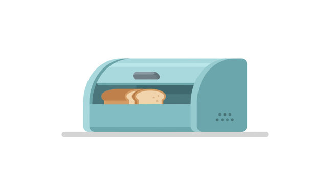 Turquoise breadbox with sliced loaves flat vector illustration