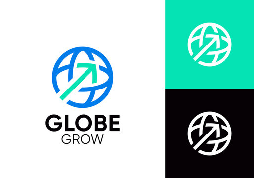 logo design featuring a globe and arrow for a global distribution business