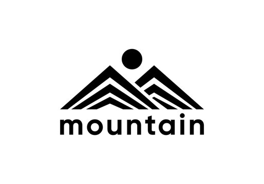 simple abstract mountain growth logo design