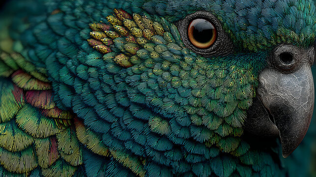 Majestic parrot face featuring dazzling colorful feathers wallpapers