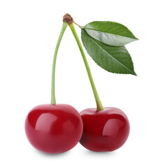 Fresh ripe cherries isolated on white. Tasty berry © New Africa