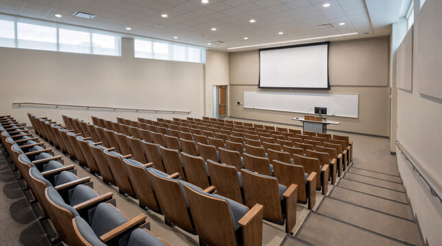 Empty College Lecture Hall &ndash; Modern Higher Education Classroom Before Class