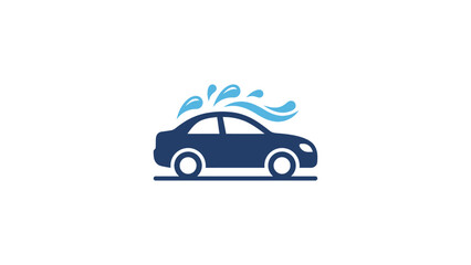 Fototapeta premium Car Wash Service Icon With Water Splashes