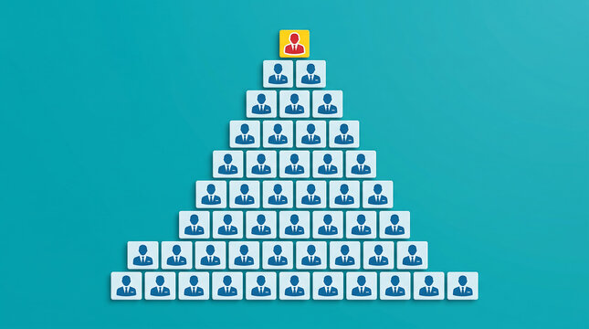 Corporate organizational structure hierarchy pyramid with leader at the top