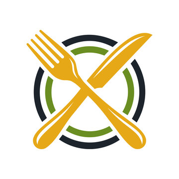Cutlery meal tableware symbol featuring dinner plate contours