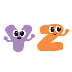 Obraz premium Cute Colorful Alphabet Characters Y and Z with Big Eyes