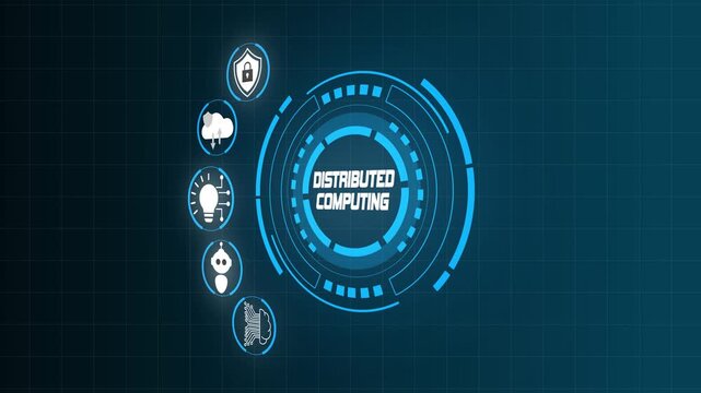 Distributed Computing Network with Futuristic Connected Data Nodes.