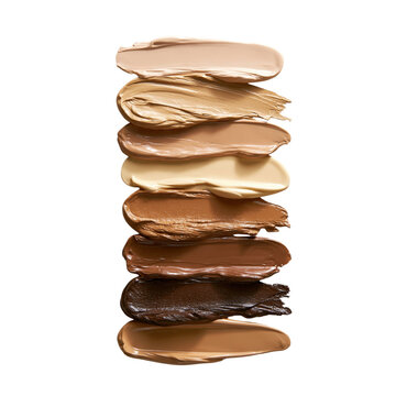 Multi tone liquid foundation swatches stacked on transparent background PNG element