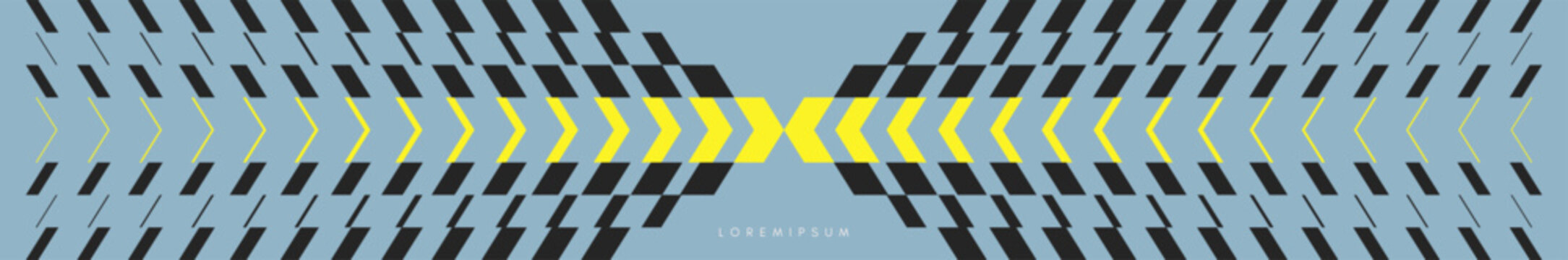 Arrows of thin and thick lines flicker quickly against a dark background. The pattern moves forward. The symmetrical design symbolizes progress or speed. Rhythm. Vector for cover, or presentation.