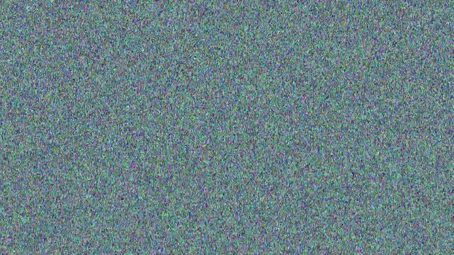 An animated, seamless loop of dense, colorful RGB digital noise. This high-frequency static texture simulates a retro TV "no signal" effect, analog broadcast interference, or extreme digital camera se