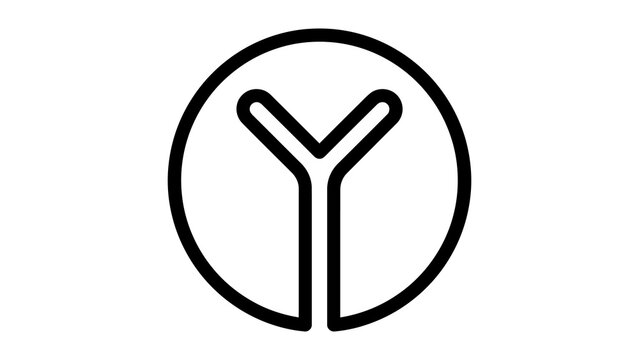Abstract split letter Y circular logo mark in minimalist style.