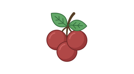 Obraz premium Cranberry Cluster Flat Vector Illustration