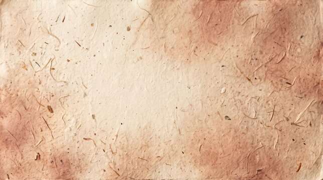 A textured light brown handmade paper background with organic fibers and subtle earthy color gradients with gradient throughout material