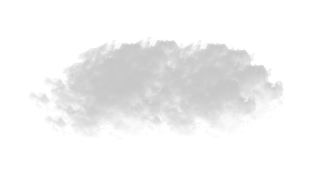 A single fluffy white cumulus cloud isolated on transparent background for digital design and sky compositing projects