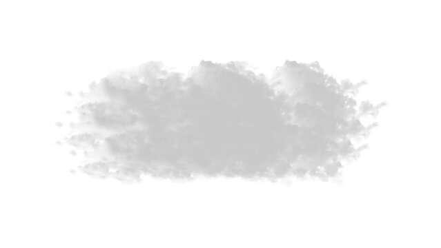 A single fluffy white cloud captured in a high resolution isolated on transparent background