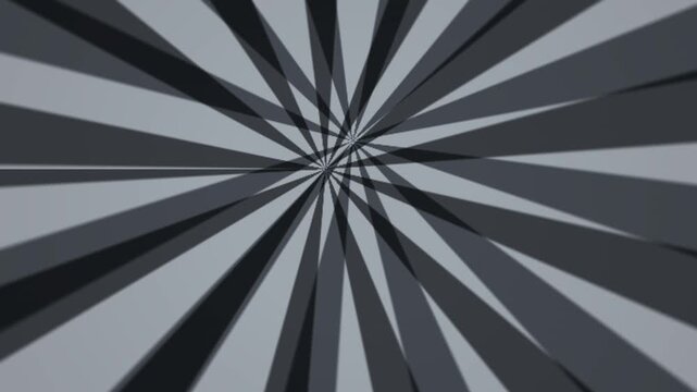 Abstract black and grey sunburst pattern radiates from the center as a dynamic tech background with seamless looping motion suitable for overlays.