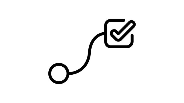 Task completion roadmap icon with checkmark and distance.