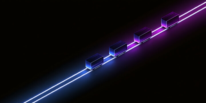 Logistics and fast shipping. Glowing neon track.  Logistics, online shipping, delivery networks.  Cyber Monday e-commerce