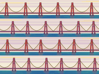 Fototapeta premium Colorful Suspension Bridge Architecture For Modern Interiors